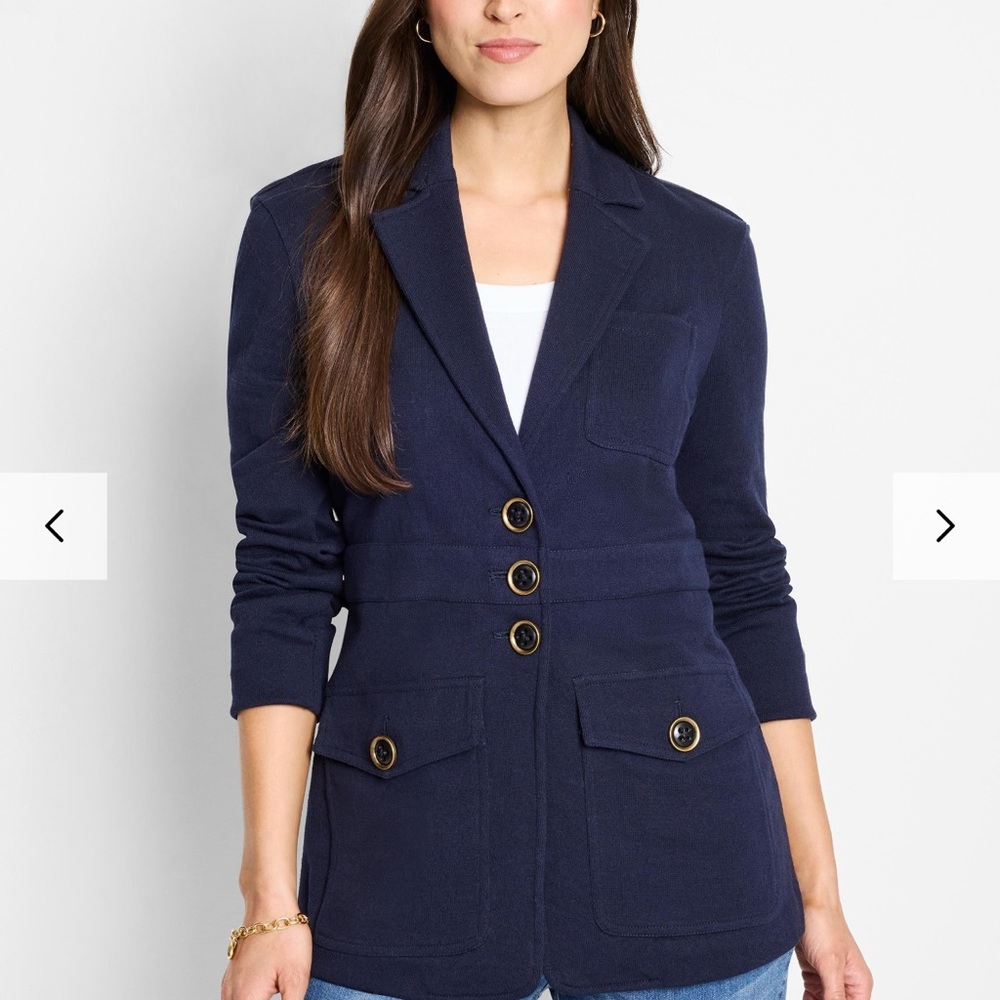 NIC+ZOE Women's Navy Editor Knit Blazer
